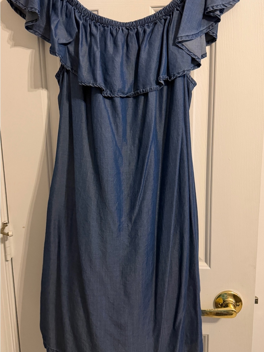 Tommy Bahama Blue Off-Shoulder Tencel Dress EUC